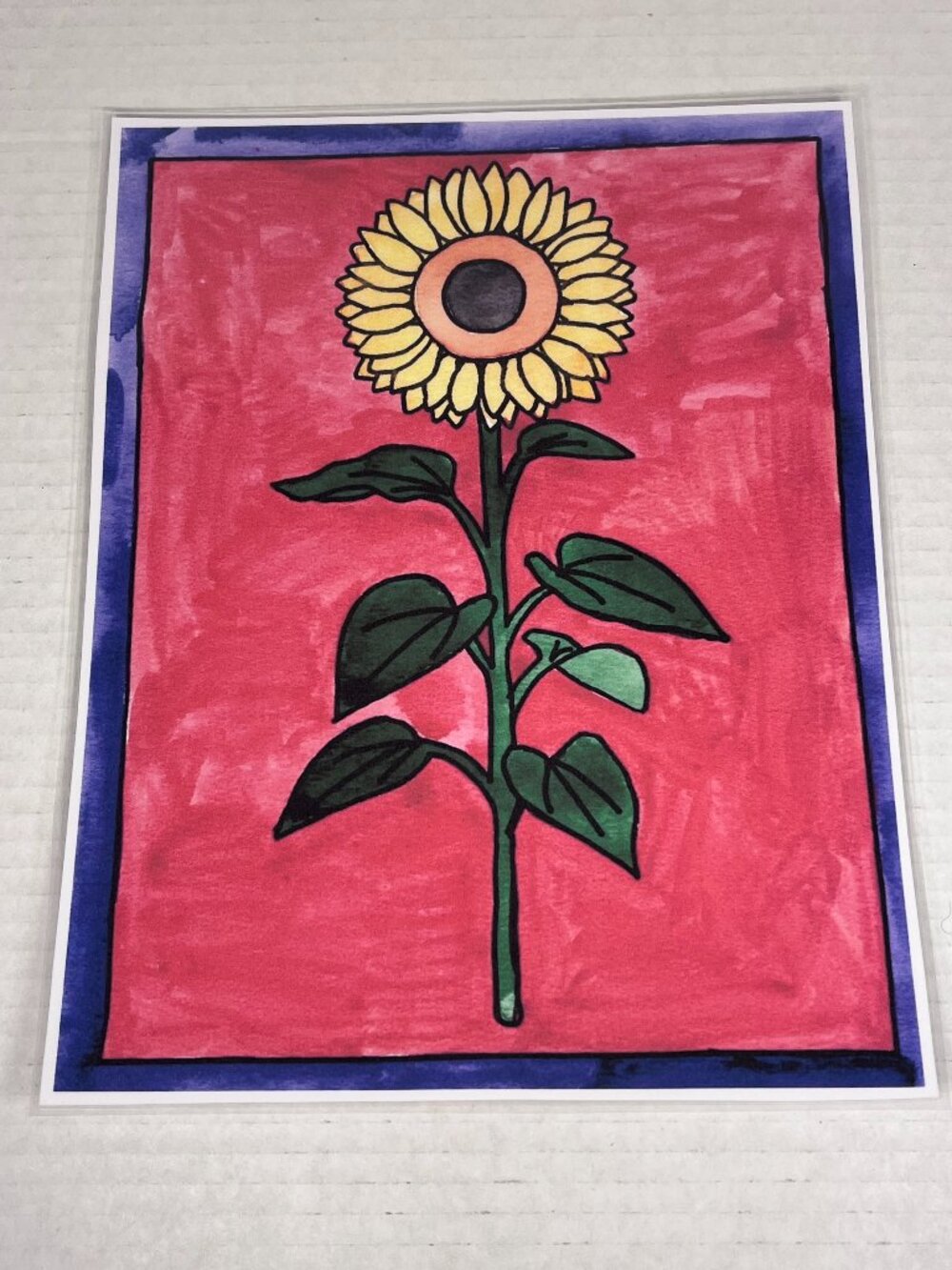 Sunflower Watercolor Painting Art Print Laminated ~8.5x11 inches